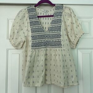 Madewell Ivory and Navy Blouse
